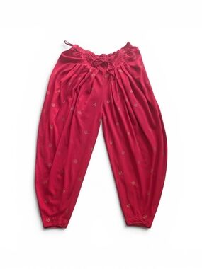 MAX Red Gold Foil Printed Salwar Dhoti Harem Pants Boho Festival